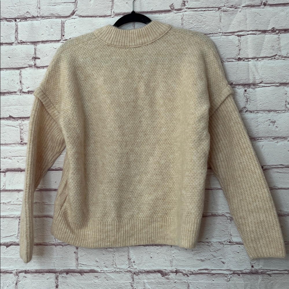 Madewell Cable Havener Pullover in Heather Powder Alpaca Wool Blend NWT Small - Picture 10 of 12